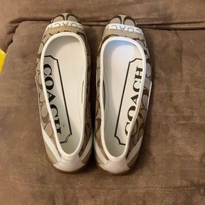 Coach tan and white flats